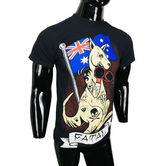Vintage Fatal Streetwear Graphic Tee Skulls Tattoos Boxing Kangaroo Aussie Flag - Picture 4 of 6